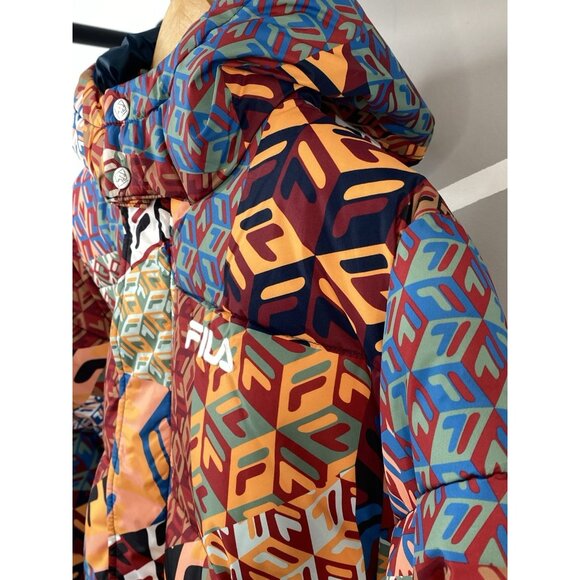 NWT FILA Men’s L Vostok Puffa Puffer Jacket Full Zip AOP Hooded F22UASM1 933 - Picture 8 of 16